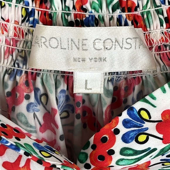 Caroline Constas Lorena Blouse Floral Tile Multi Colored, Off Shoulder, *Flaws* - Picture 10 of 16